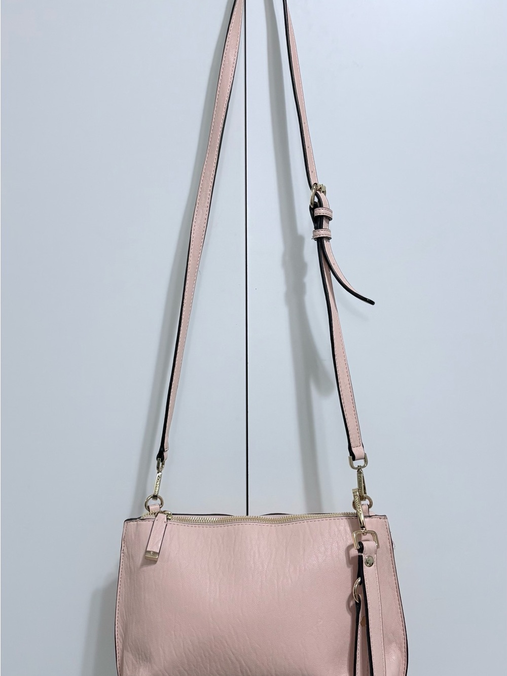 Calvin Klein Sonoma Pale Pink Vegan Leather Crossbody Wristlet